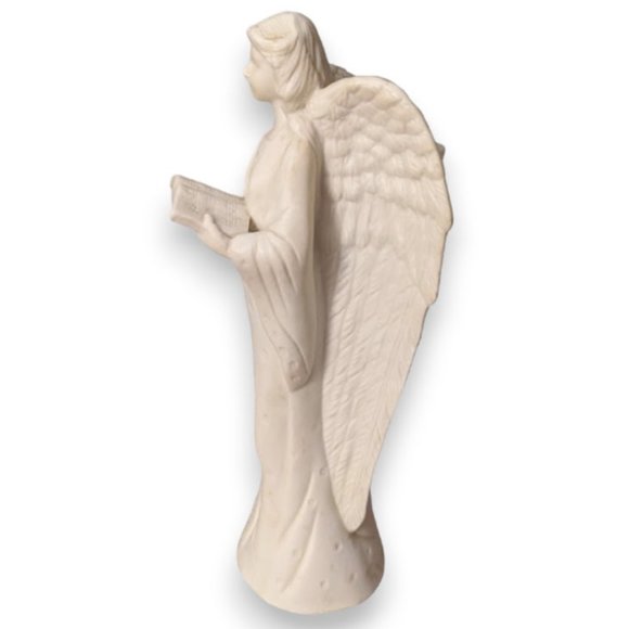 Singing Choir Angel Candleholder Ceramic Bisque Color Holding Songbook Book - Picture 6 of 9